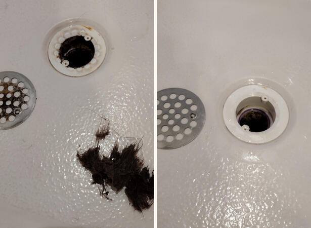 Shower drain before &amp; after