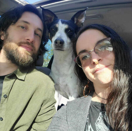 Us with Miah, a friend/client's dog
